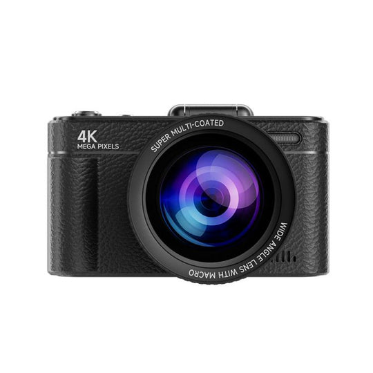 V5 64MP Retro Digital Camera 4K Recording 180 Flip Screen, Style:Large Lens(Black)