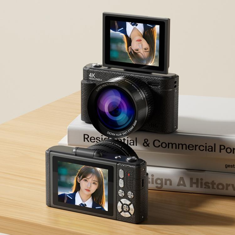 V5 64MP Retro Digital Camera 4K Recording 180 Flip Screen, Style:Small Lens(Black) - Children Cameras by buy2fix | Online Shopping UK | buy2fix