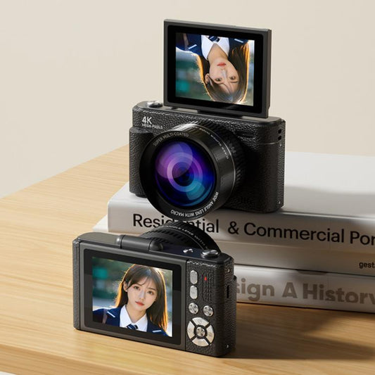 V5 64MP Retro Digital Camera 4K Recording 180 Flip Screen, Style:Small Lens(Black) - Children Cameras by buy2fix | Online Shopping UK | buy2fix