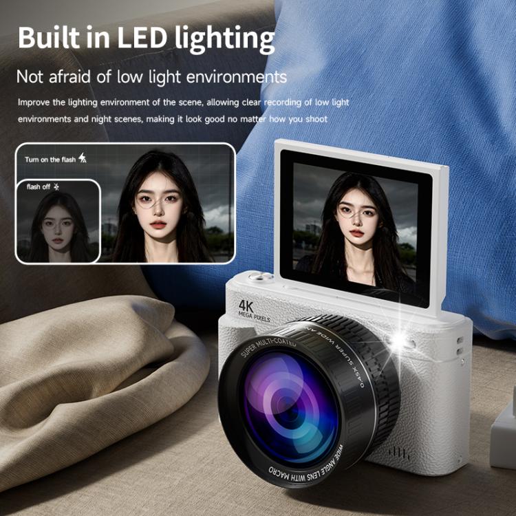 V5 64MP Retro Digital Camera 4K Recording 180 Flip Screen, Style:Small Lens(White) - Children Cameras by buy2fix | Online Shopping UK | buy2fix
