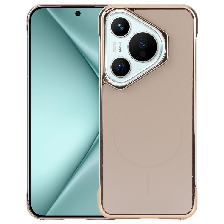 For Huawei Pura 70 Electroplating Frameless Frosted Anti-Glare PC MagSafe Phone Case(Desert Gold) - Huawei Cases by buy2fix | Online Shopping UK | buy2fix