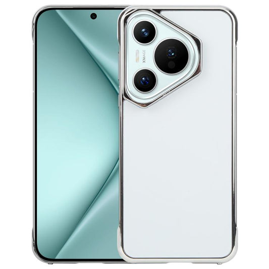 For Huawei Pura 70 Electroplating Frameless Frosted Anti-Glare PC MagSafe Phone Case(Silver White) - Huawei Cases by buy2fix | Online Shopping UK | buy2fix