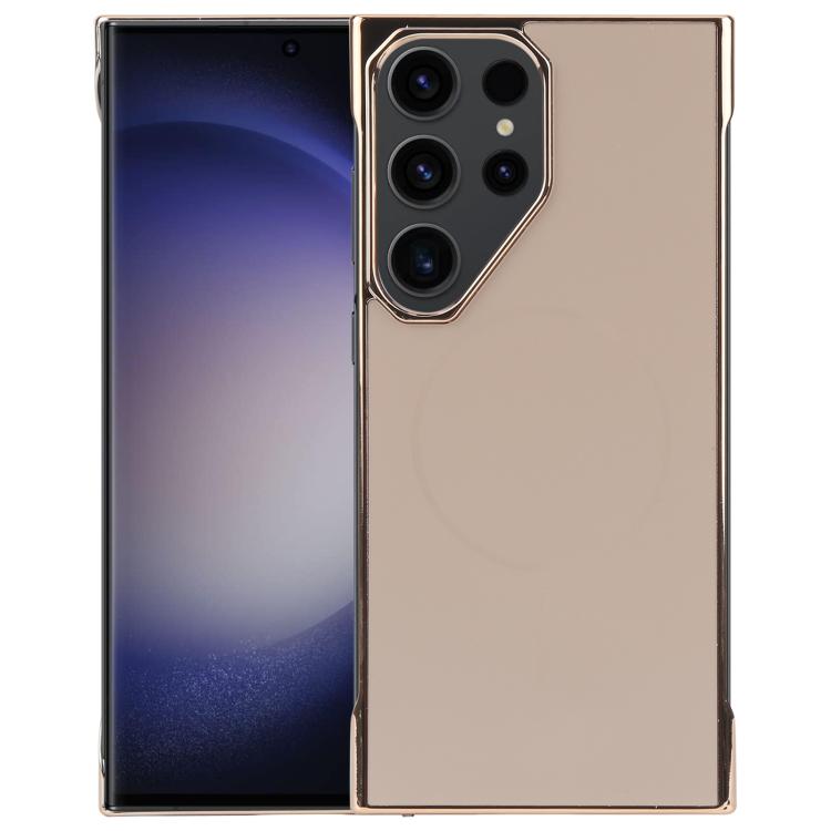For Samsung Galaxy S23 Ultra 5G Electroplating Frameless Frosted Anti-Glare PC MagSafe Phone Case(Desert Gold) - Galaxy S23 Ultra 5G Cases by buy2fix | Online Shopping UK | buy2fix