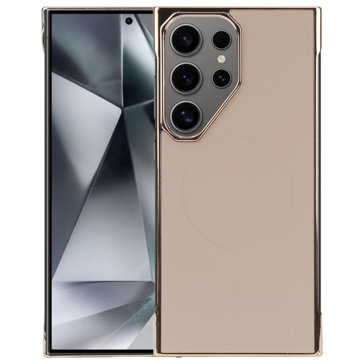 For Samsung Galaxy S24 Ultra 5G Electroplating Frameless Frosted Anti-Glare PC MagSafe Phone Case(Desert Gold) - Galaxy S24 Ultra 5G Cases by buy2fix | Online Shopping UK | buy2fix