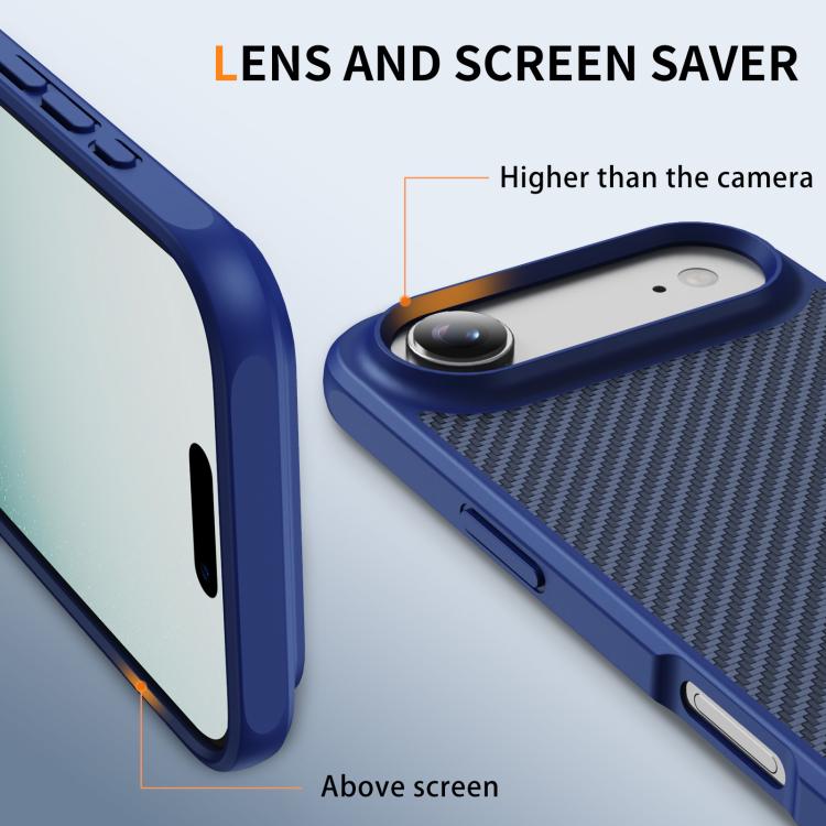 For iPhone Air Carbon Fiber Texture Skin-feel Acrylic TPU Phone Case(Blue) - iPhone Air Cases by buy2fix | Online Shopping UK | buy2fix