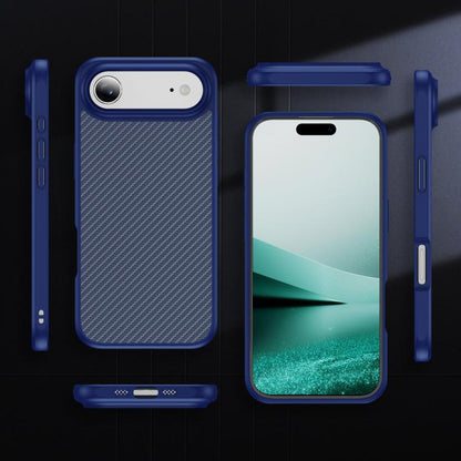 For iPhone Air Carbon Fiber Texture Skin-feel Acrylic TPU Phone Case(Blue) - iPhone Air Cases by buy2fix | Online Shopping UK | buy2fix