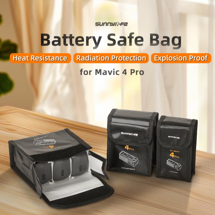 For DJI Mavic 4 Pro Sunnylife Battery Explosion-proof Safe Bag Protective Li-Po Safe Bag(For 2pcs Batteries) - Backpacks & Bags by Sunnylife | Online Shopping UK | buy2fix
