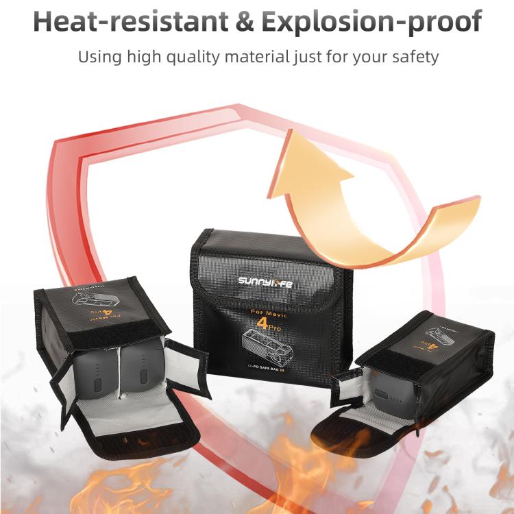 For DJI Mavic 4 Pro Sunnylife Battery Explosion-proof Safe Bag Protective Li-Po Safe Bag(For 2pcs Batteries) - Backpacks & Bags by Sunnylife | Online Shopping UK | buy2fix