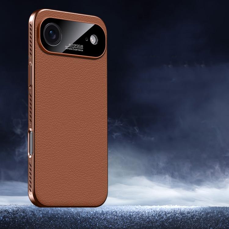 For iPhone Air Soft Armor Cooling Plain Leather Hybrid PC Phone Case(Brown) - iPhone Air Cases by buy2fix | Online Shopping UK | buy2fix