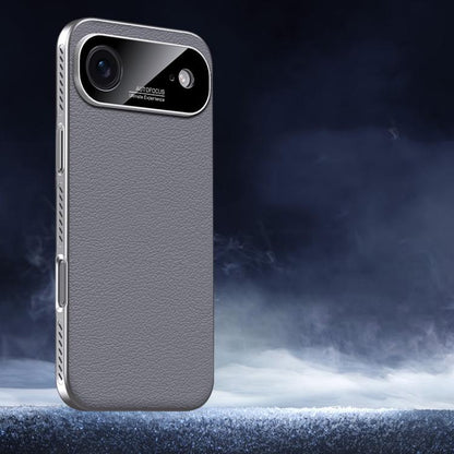 For iPhone Air Soft Armor Cooling Plain Leather Hybrid PC Phone Case(Grey) - iPhone Air Cases by buy2fix | Online Shopping UK | buy2fix