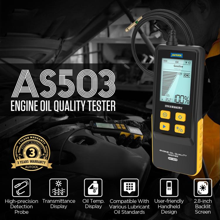 AUTOOL AS503 2.8 inch Backlit Display Car Engine Oil Tester Lubricating Oil Quality Analyzer(Black) - Electronic Test by buy2fix | Online Shopping UK | buy2fix