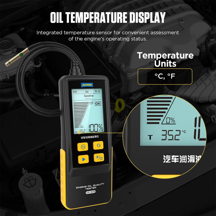 AUTOOL AS503 2.8 inch Backlit Display Car Engine Oil Tester Lubricating Oil Quality Analyzer(Black) - Electronic Test by buy2fix | Online Shopping UK | buy2fix