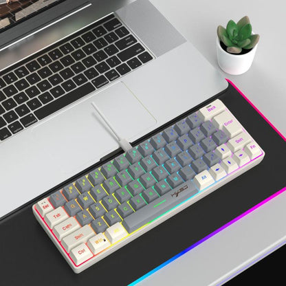 HXSJ V400 Wired Color Matching RGB Backlit Membrane Keyboard 63 Key Caps, Cable Length: 1.7m(Beige + Grey 2-color) - Wired Keyboard by HXSJ | Online Shopping UK | buy2fix