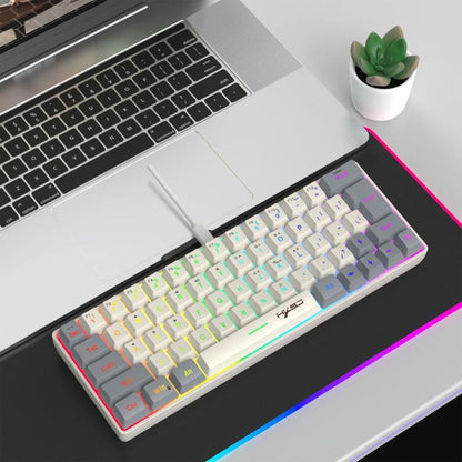 HXSJ V400 Wired Color Matching RGB Backlit Membrane Keyboard 63 Key Caps, Cable Length: 1.7m(Grey + Beige 2-color) - Wired Keyboard by HXSJ | Online Shopping UK | buy2fix