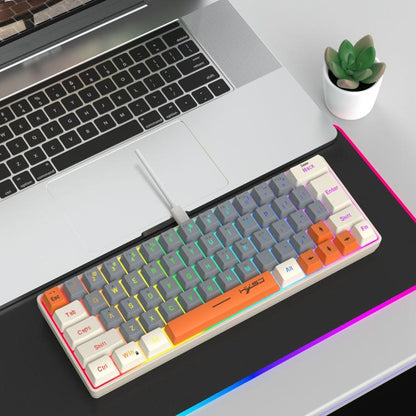 HXSJ V400 Wired Color Matching RGB Backlit Membrane Keyboard 63 Key Caps, Cable Length: 1.7m(Beige + Grey + Orange 3-color) - Wired Keyboard by HXSJ | Online Shopping UK | buy2fix