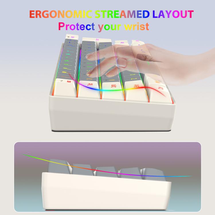 HXSJ V400 Wired Color Matching RGB Backlit Membrane Keyboard 63 Key Caps, Cable Length: 1.7m(Grey + Beige + Orange 3-color) - Wired Keyboard by HXSJ | Online Shopping UK | buy2fix