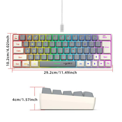 HXSJ V400 Wired Color Matching RGB Backlit Membrane Keyboard 63 Key Caps, Cable Length: 1.7m(Grey + Beige 2-color) - Wired Keyboard by HXSJ | Online Shopping UK | buy2fix