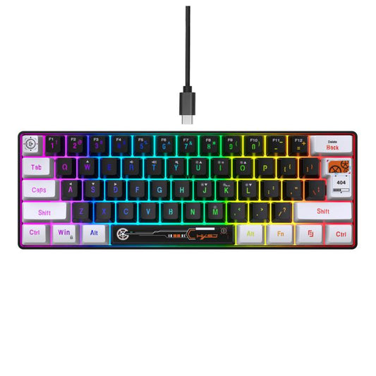 HXSJ V700WB Wired RGB Backlit Membrane Keyboard 61 Key Caps, Cable Length: 1.7m(White Black Print) - Wired Keyboard by HXSJ | Online Shopping UK | buy2fix