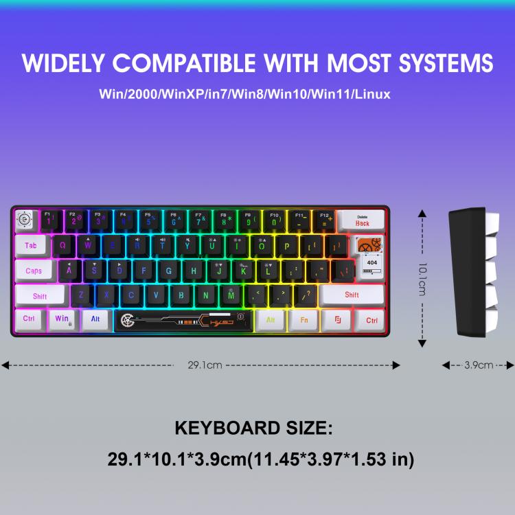 HXSJ V700WB Wired RGB Backlit Membrane Keyboard 61 Key Caps, Cable Length: 1.7m(White Black Print) - Wired Keyboard by HXSJ | Online Shopping UK | buy2fix