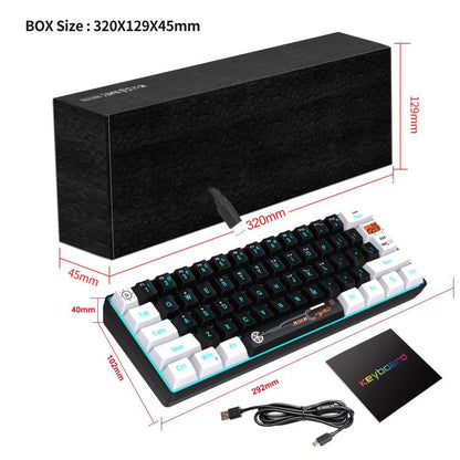 HXSJ V700WB Wired RGB Backlit Membrane Keyboard 61 Key Caps, Cable Length: 1.7m(White Black Print) - Wired Keyboard by HXSJ | Online Shopping UK | buy2fix
