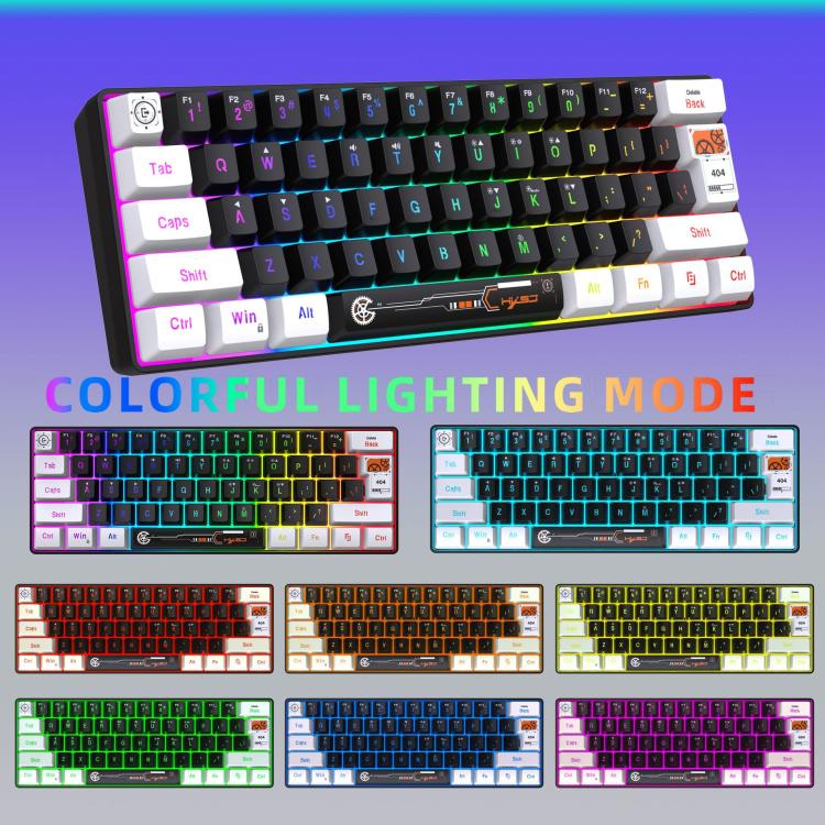 HXSJ V700WB Wired RGB Backlit Membrane Keyboard 61 Key Caps, Cable Length: 1.7m(White Black Print) - Wired Keyboard by HXSJ | Online Shopping UK | buy2fix