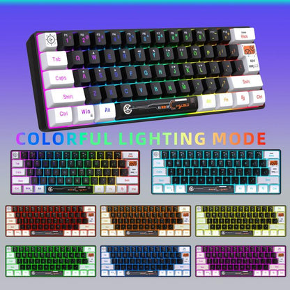 HXSJ V700WB Wired RGB Backlit Membrane Keyboard 61 Key Caps, Cable Length: 1.7m(White Black Print) - Wired Keyboard by HXSJ | Online Shopping UK | buy2fix