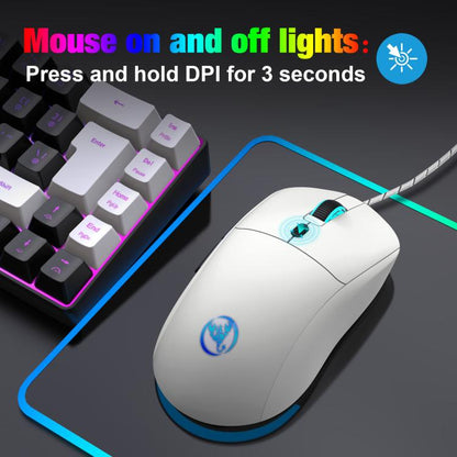 HXSJ X200 3600DPI Colorful Luminous Wired Mouse, Cable Length: 1.5m(White) - Wired Mice by HXSJ | Online Shopping UK | buy2fix
