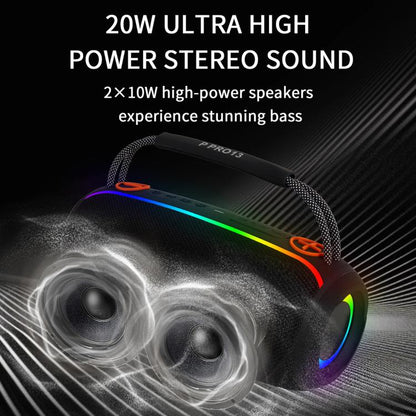 PRO13 20W Portable Outdoor IPX5 Stereo Soundbar Subwoofer RGB Wireless Speakers(Blue) - Waterproof Speaker by buy2fix | Online Shopping UK | buy2fix