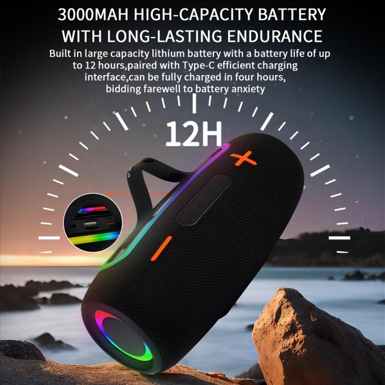 PRO9 20W Outdoor IPX6 Portable RGB Wireless Speakers Stereo Soundbar Subwoofer(White) - Waterproof Speaker by buy2fix | Online Shopping UK | buy2fix