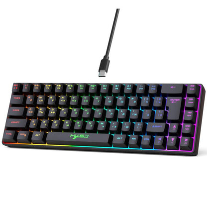 HXSJ V200 Russian Version Wired RGB Backlit Mechanical Keyboard 68 Key Caps, Cable Length: 1.7m(Black) - Wired Keyboard by HXSJ | Online Shopping UK | buy2fix