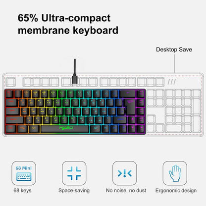 HXSJ V200 Russian Version Wired RGB Backlit Mechanical Keyboard 68 Key Caps, Cable Length: 1.7m(Black) - Wired Keyboard by HXSJ | Online Shopping UK | buy2fix