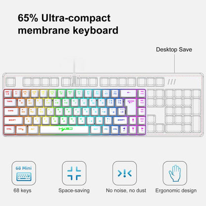 HXSJ V200 Russian Version Wired RGB Backlit Mechanical Keyboard 68 Key Caps, Cable Length: 1.7m(White) - Wired Keyboard by HXSJ | Online Shopping UK | buy2fix