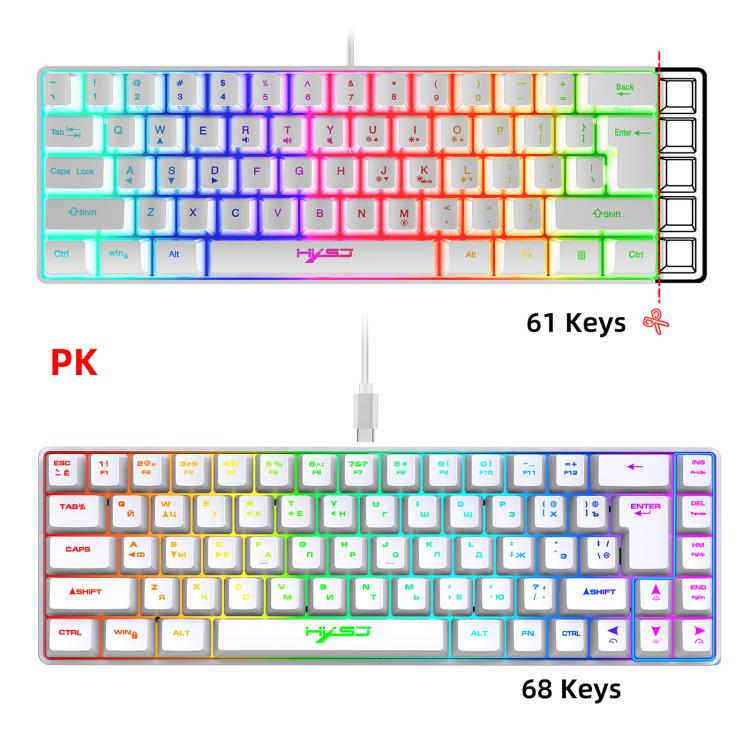 HXSJ V200 Russian Version Wired RGB Backlit Mechanical Keyboard 68 Key Caps, Cable Length: 1.7m(Black) - Wired Keyboard by HXSJ | Online Shopping UK | buy2fix