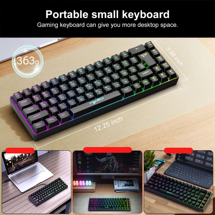 HXSJ V200 Russian Version Wired RGB Backlit Mechanical Keyboard 68 Key Caps, Cable Length: 1.7m(Black) - Wired Keyboard by HXSJ | Online Shopping UK | buy2fix