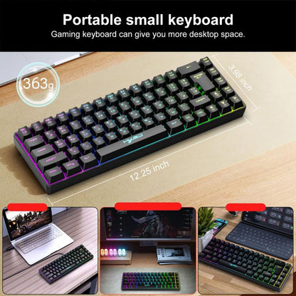 HXSJ V200 Russian Version Wired RGB Backlit Mechanical Keyboard 68 Key Caps, Cable Length: 1.7m(Black) - Wired Keyboard by HXSJ | Online Shopping UK | buy2fix