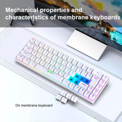 HXSJ V200 Russian Version Wired RGB Backlit Mechanical Keyboard 68 Key Caps, Cable Length: 1.7m(Black) - Wired Keyboard by HXSJ | Online Shopping UK | buy2fix