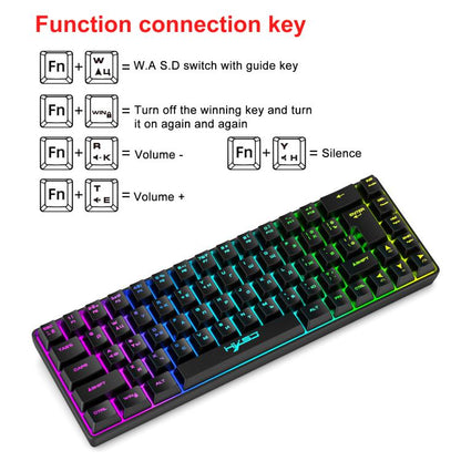 HXSJ V200 Russian Version Wired RGB Backlit Mechanical Keyboard 68 Key Caps, Cable Length: 1.7m(White) - Wired Keyboard by HXSJ | Online Shopping UK | buy2fix