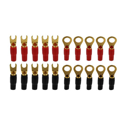 10 Pairs / Set 8GA Car Audio Modification Brass Terminal Crimp(Fork + Round) - Booster Cable & Clip by buy2fix | Online Shopping UK | buy2fix