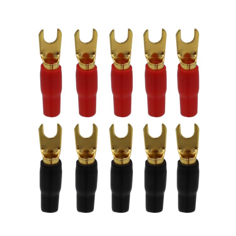 10 Pairs / Set 8GA Car Audio Modification Brass Terminal Crimp(Fork + Round) - Booster Cable & Clip by buy2fix | Online Shopping UK | buy2fix
