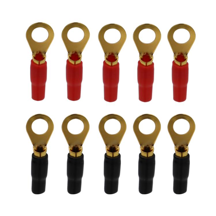 10 Pairs / Set 8GA Car Audio Modification Brass Terminal Crimp(Fork + Round) - Booster Cable & Clip by buy2fix | Online Shopping UK | buy2fix