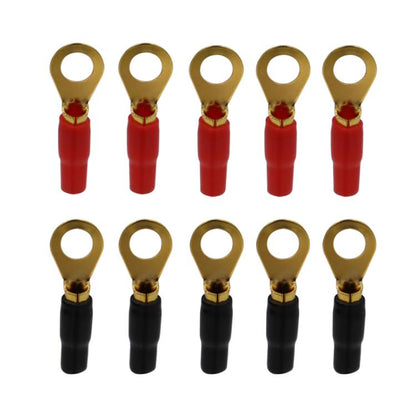 10 Pairs / Set 8GA Car Audio Modification Brass Terminal Crimp(Fork + Round) - Booster Cable & Clip by buy2fix | Online Shopping UK | buy2fix