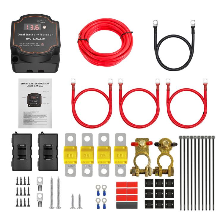 IP68 12V 140A Car Smart Dual Battery Isolation Controller with Digital Display Voltmeter, Type:8m Set - Relays by buy2fix | Online Shopping UK | buy2fix