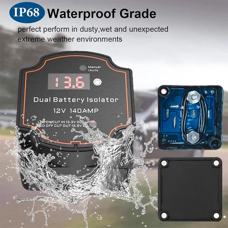 IP68 12V 140A Car Smart Dual Battery Isolation Controller with Digital Display Voltmeter, Type:3m Set - Relays by buy2fix | Online Shopping UK | buy2fix