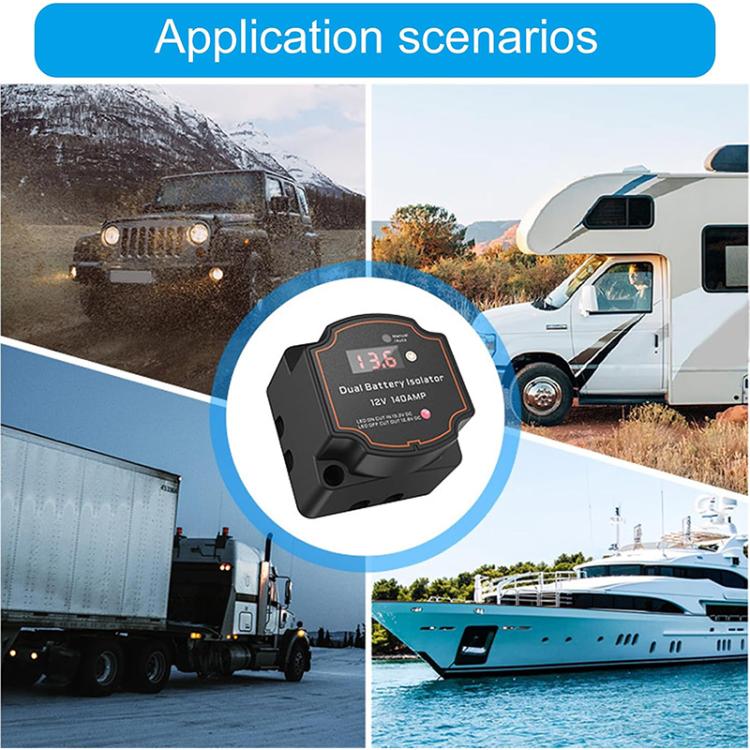 IP68 12V 140A Car Smart Dual Battery Isolation Controller with Digital Display Voltmeter, Type:5m Set - Relays by buy2fix | Online Shopping UK | buy2fix