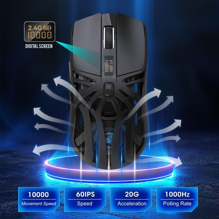 HXSJ T400 Tri-mode Rechargeable Wireless Mouse(Black) - Wireless Mice by HXSJ | Online Shopping UK | buy2fix