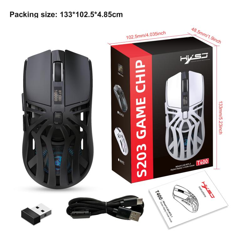 HXSJ T400 Tri-mode Rechargeable Wireless Mouse(Black) - Wireless Mice by HXSJ | Online Shopping UK | buy2fix