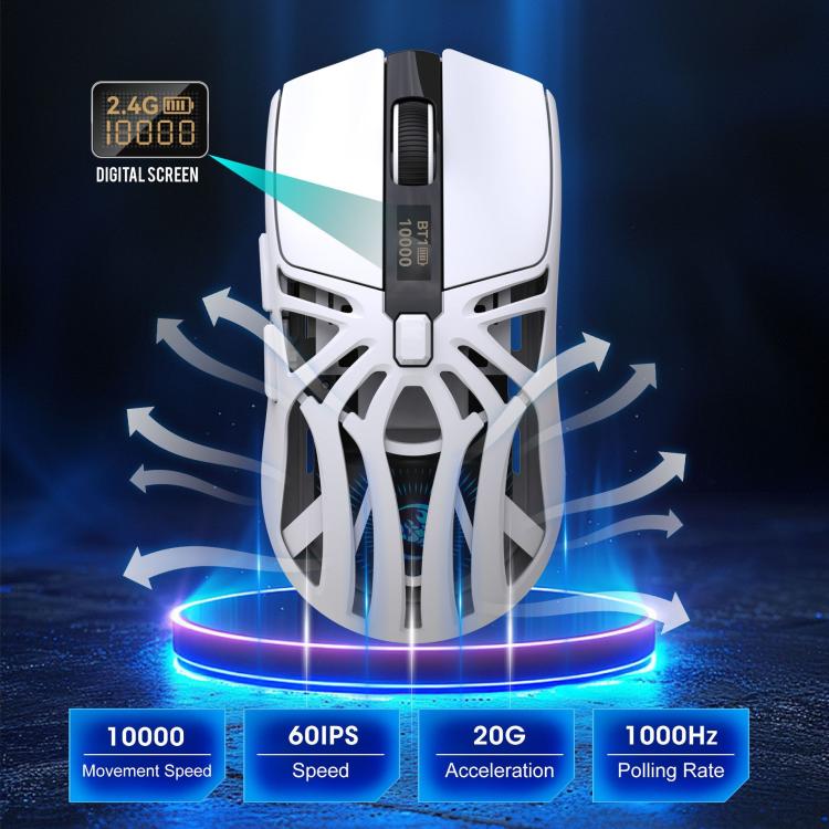 HXSJ T400 Tri-mode Rechargeable Wireless Mouse(White) - Wireless Mice by HXSJ | Online Shopping UK | buy2fix