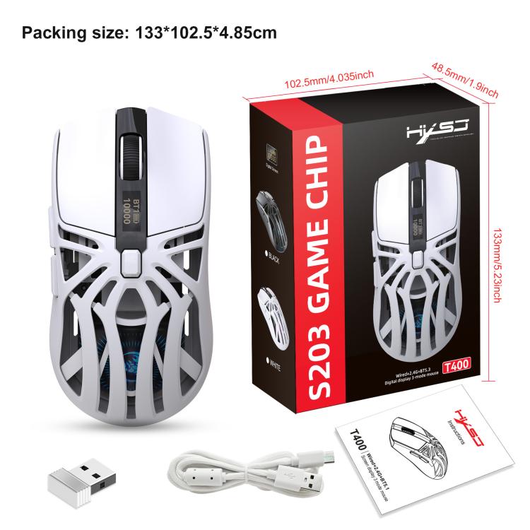HXSJ T400 Tri-mode Rechargeable Wireless Mouse(White) - Wireless Mice by HXSJ | Online Shopping UK | buy2fix