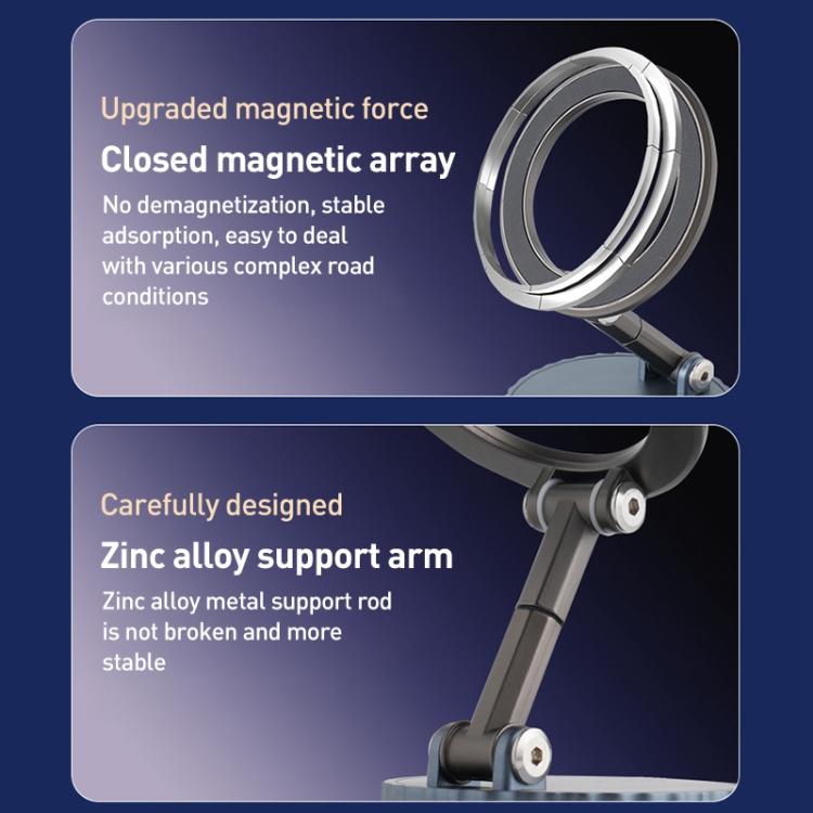 BDK103 Vacuum Adsorption Magnetic Folding Car Phone Holder(Silver) - Universal Car Holders by buy2fix | Online Shopping UK | buy2fix