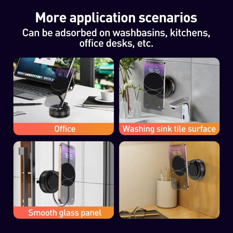 CCT30-2F Rotating Vacuum Adsorption Magnetic Car Phone Holder(Black) - Universal Car Holders by buy2fix | Online Shopping UK | buy2fix